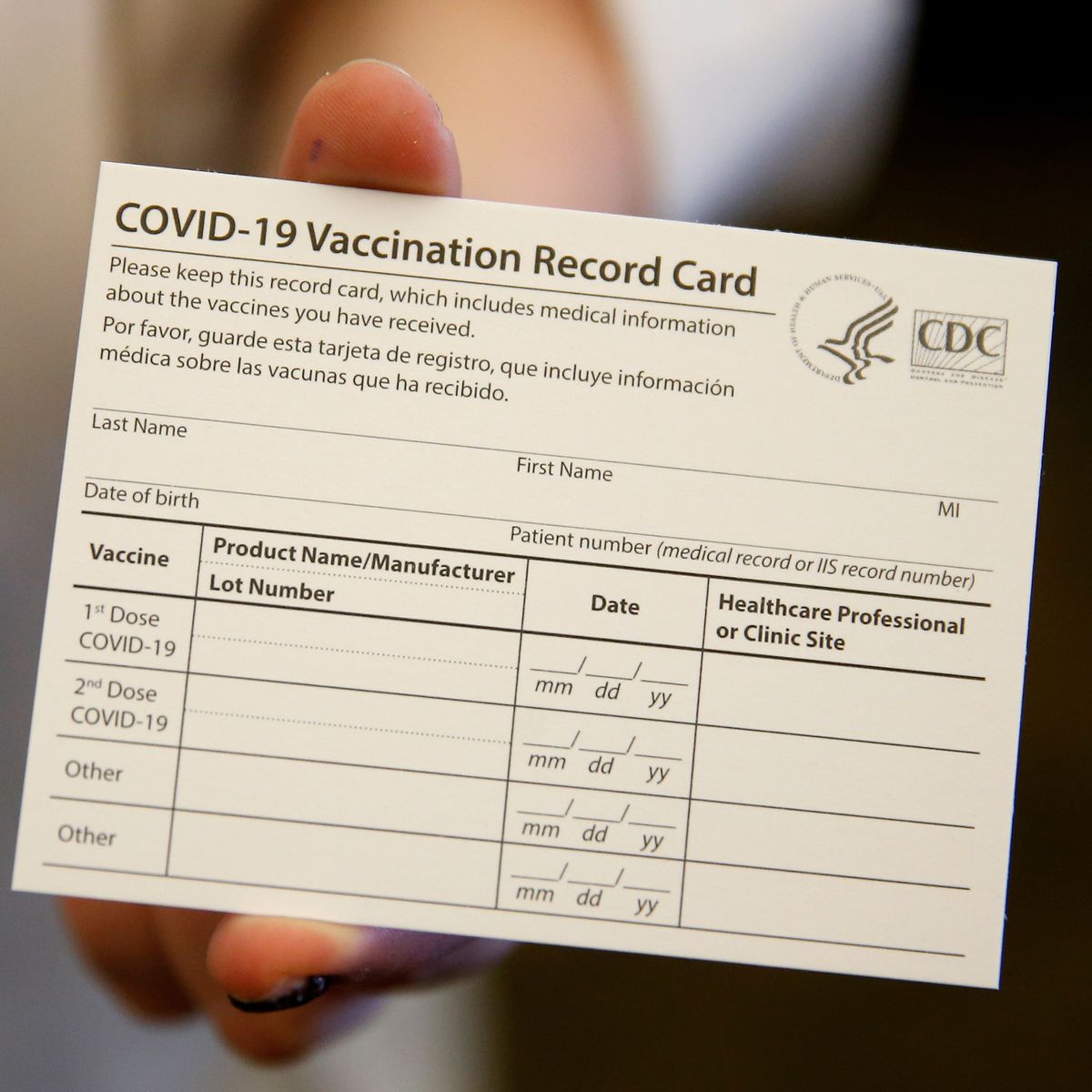 Covid Vaccination card - COVID 19